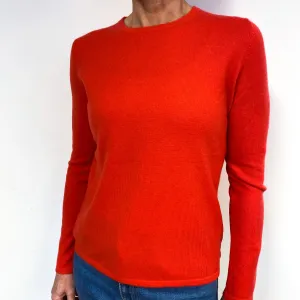 Deep Coral Pink Cashmere Crew Neck Jumper Medium