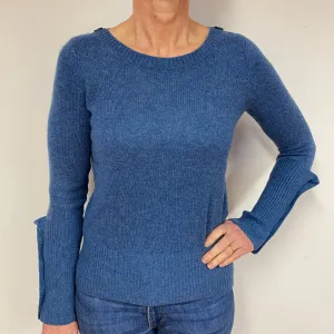 Deep Denim Blue Cashmere Crew Neck Jumper Medium