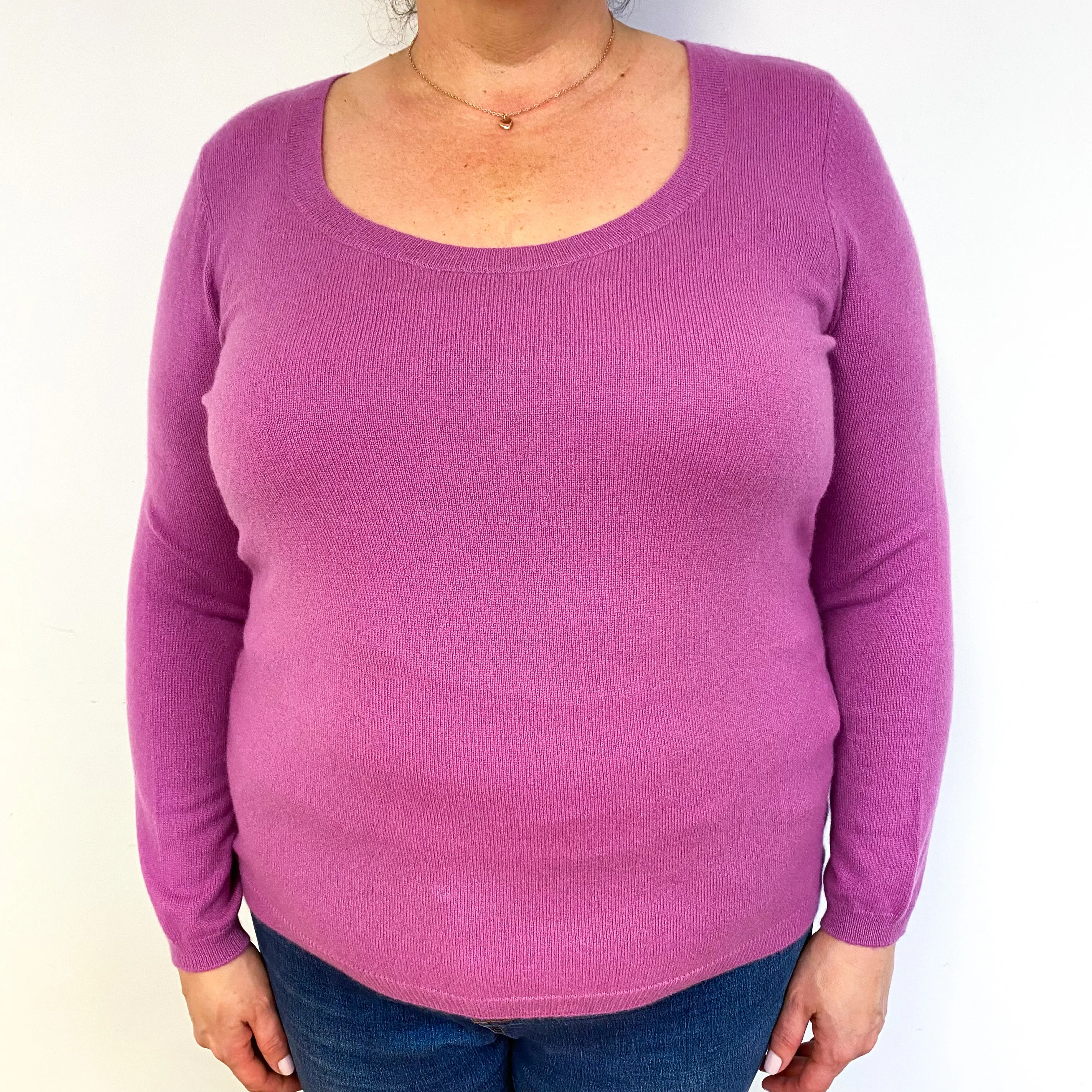 Deep Mauve Pink Cashmere Crew Neck Jumper Extra Large