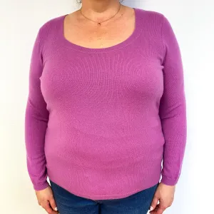 Deep Mauve Pink Cashmere Crew Neck Jumper Extra Large
