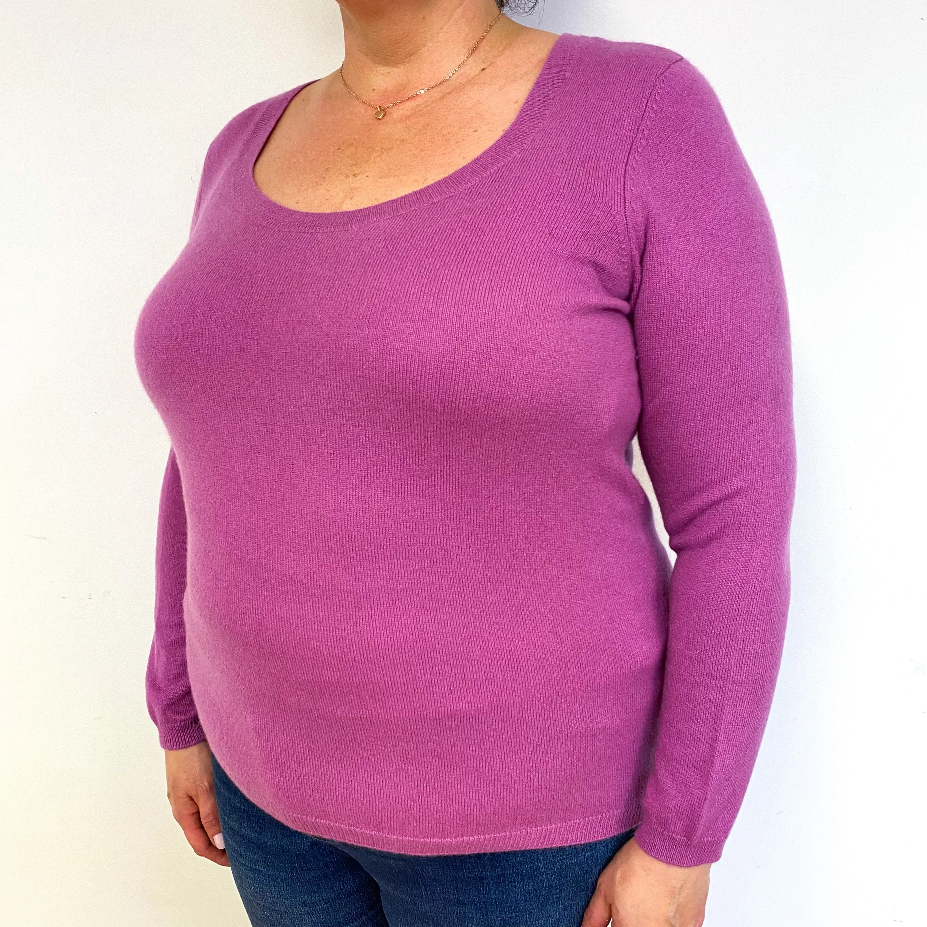 Deep Mauve Pink Cashmere Crew Neck Jumper Extra Large