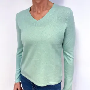 Deep Mint Green Cashmere V-Neck Jumper Medium