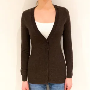 Deep Muted Brown V Neck Cardigan Extra Small