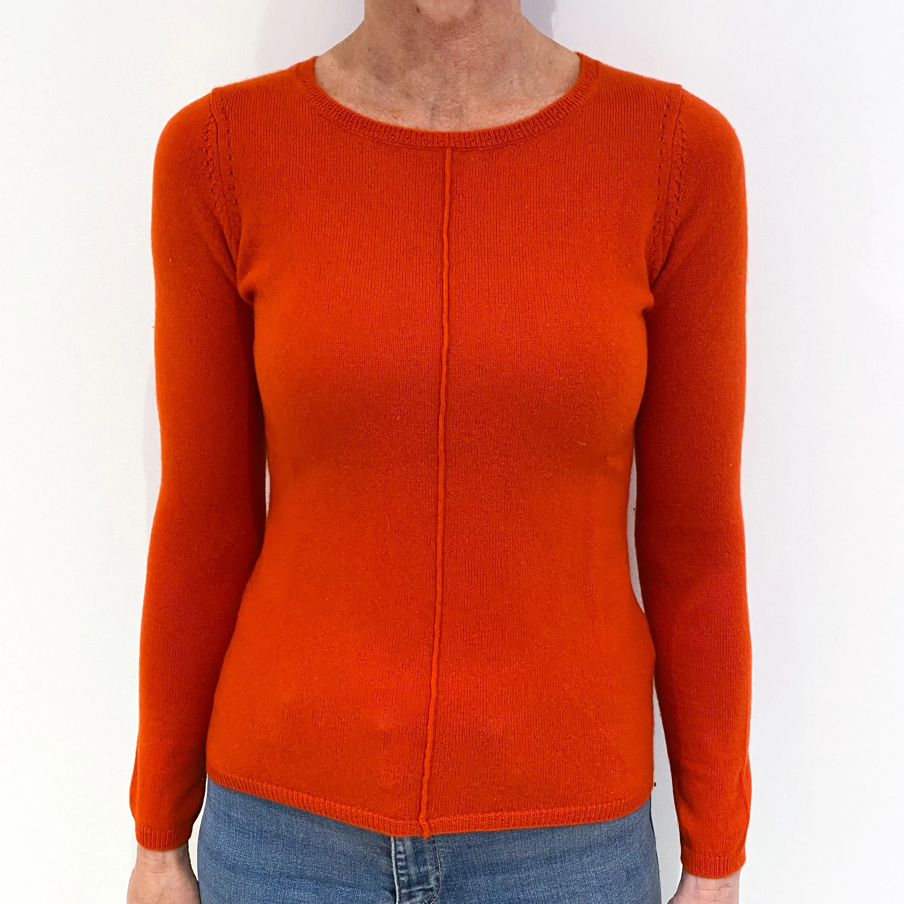 Deep Orange Cashmere Crew Neck Jumper Small