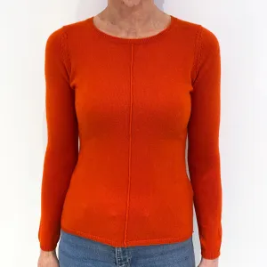 Deep Orange Cashmere Crew Neck Jumper Small