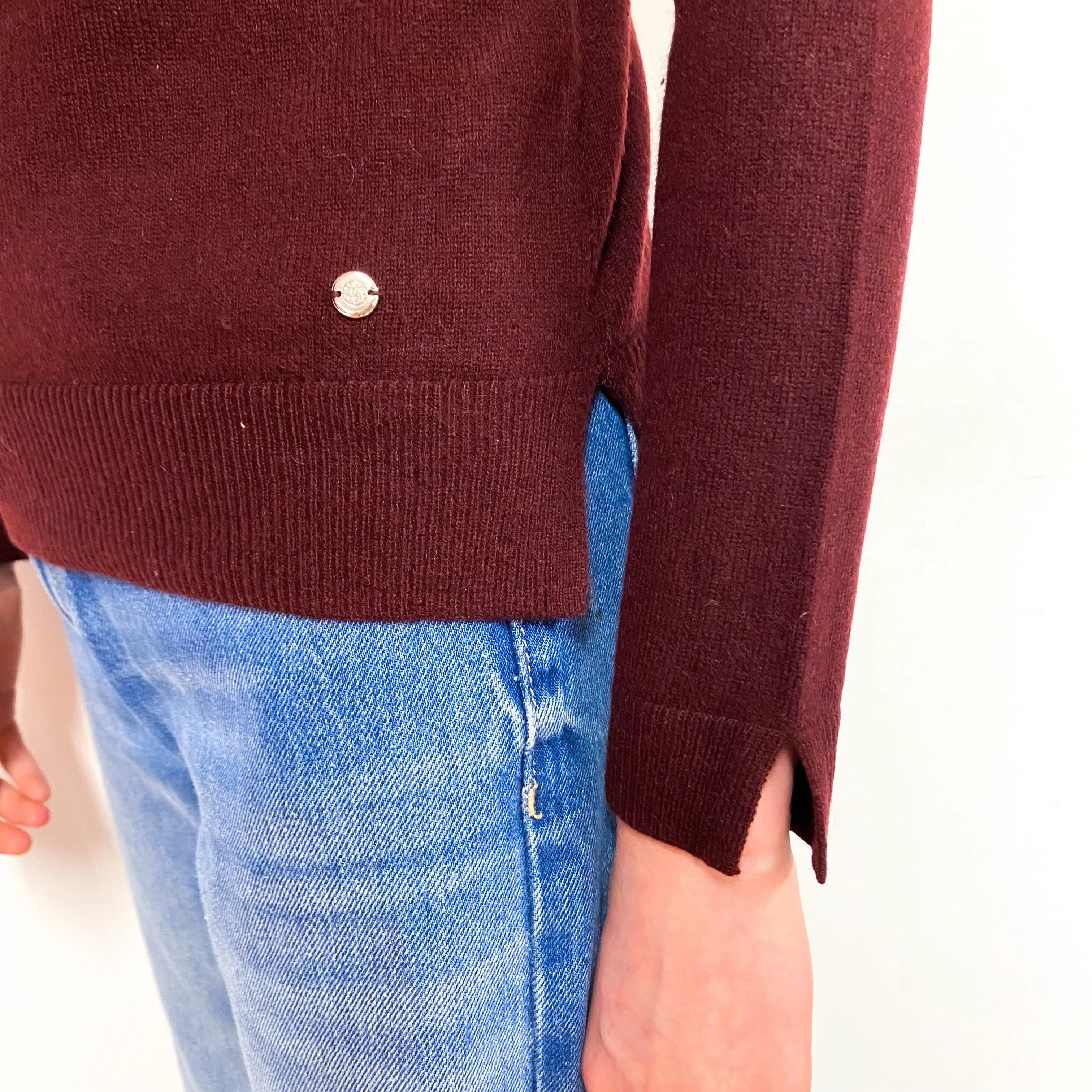 Deep Wine Red Cashmere Crew Neck Jumper Extra Small