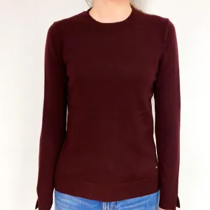 Deep Wine Red Cashmere Crew Neck Jumper Extra Small