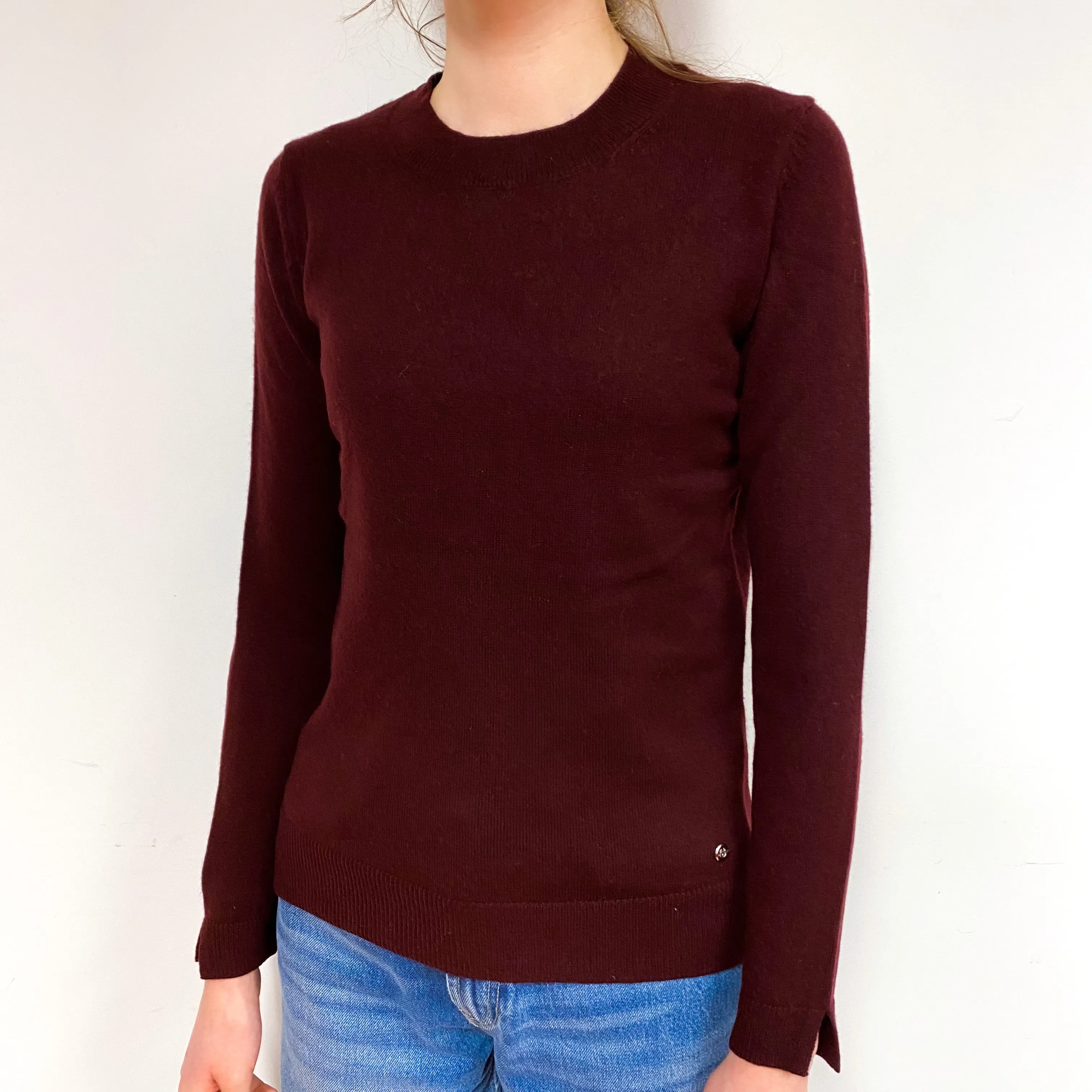 Deep Wine Red Cashmere Crew Neck Jumper Extra Small