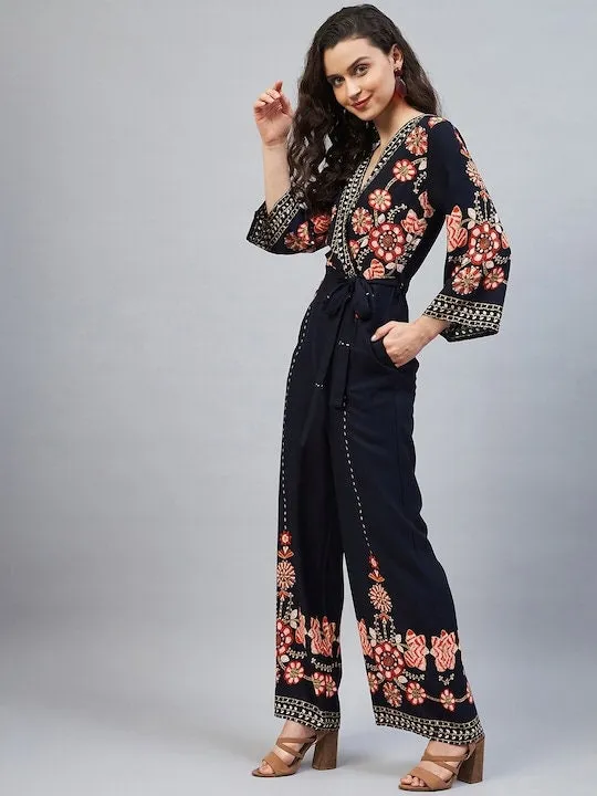 Designer Indian Floral Printed Jumpsuit For Women