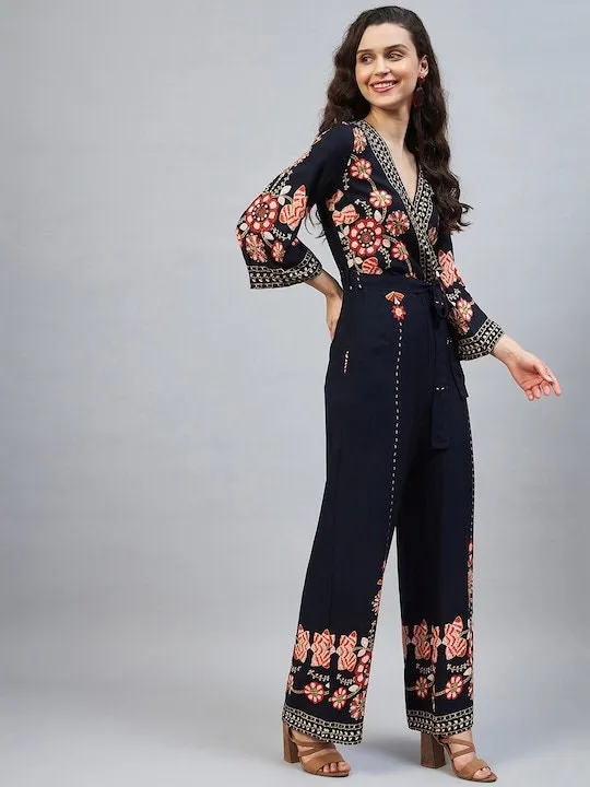 Designer Indian Floral Printed Jumpsuit For Women