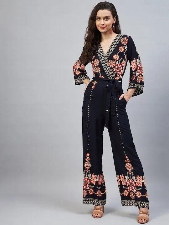 Designer Indian Floral Printed Jumpsuit For Women