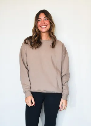Diana Oversized Fleece Crewneck- Toast