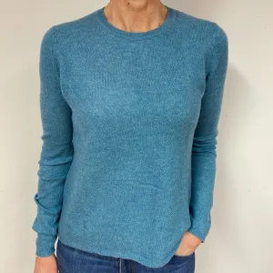 Duck Egg Blue Cashmere Crew Neck Jumper Medium