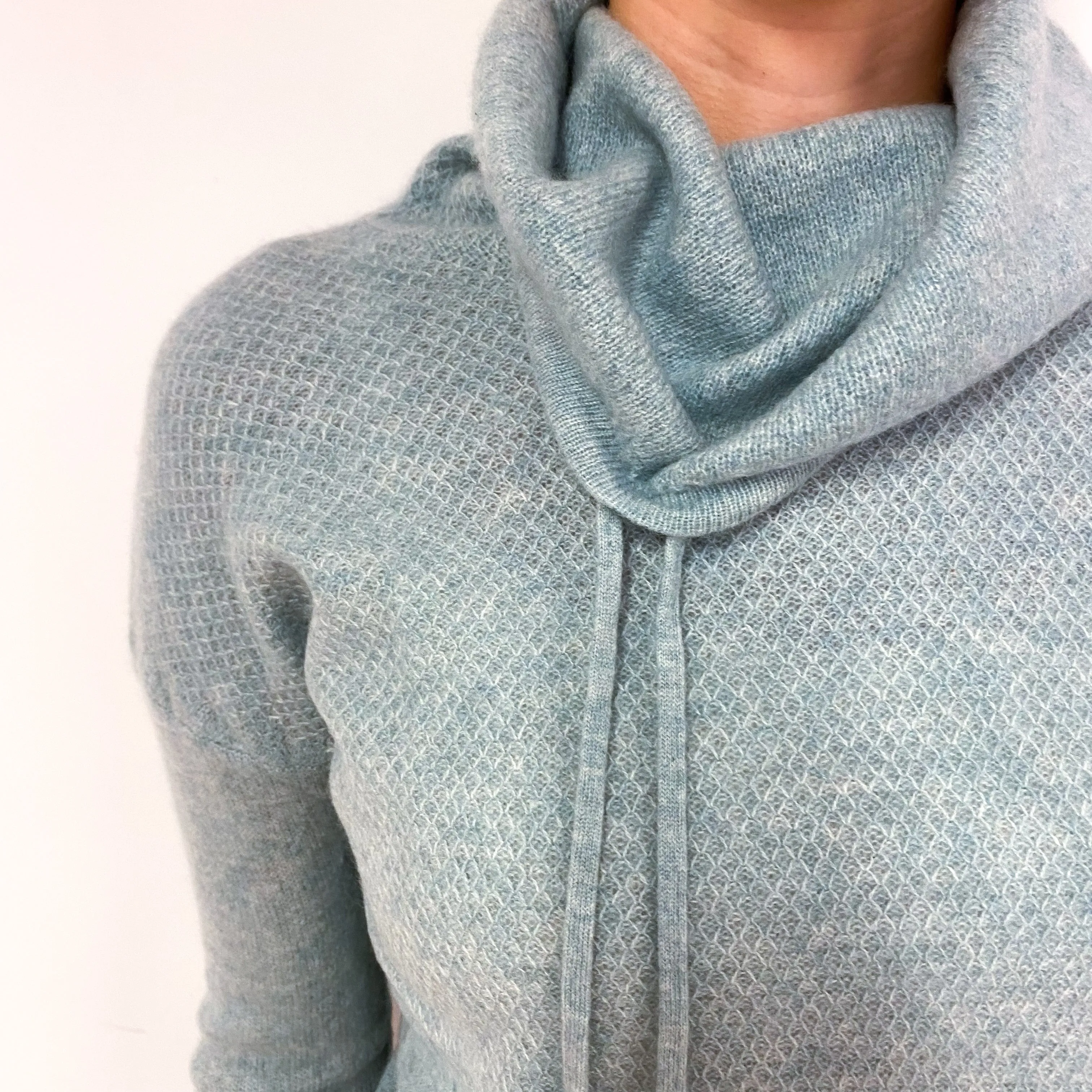 Duck Egg Green Cashmere Cowl Neck Jumper Small