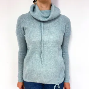 Duck Egg Green Cashmere Cowl Neck Jumper Small