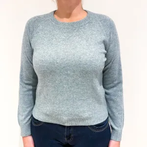 Duck Egg Green Cashmere Sweatshirt Style Crew Neck Jumper Large