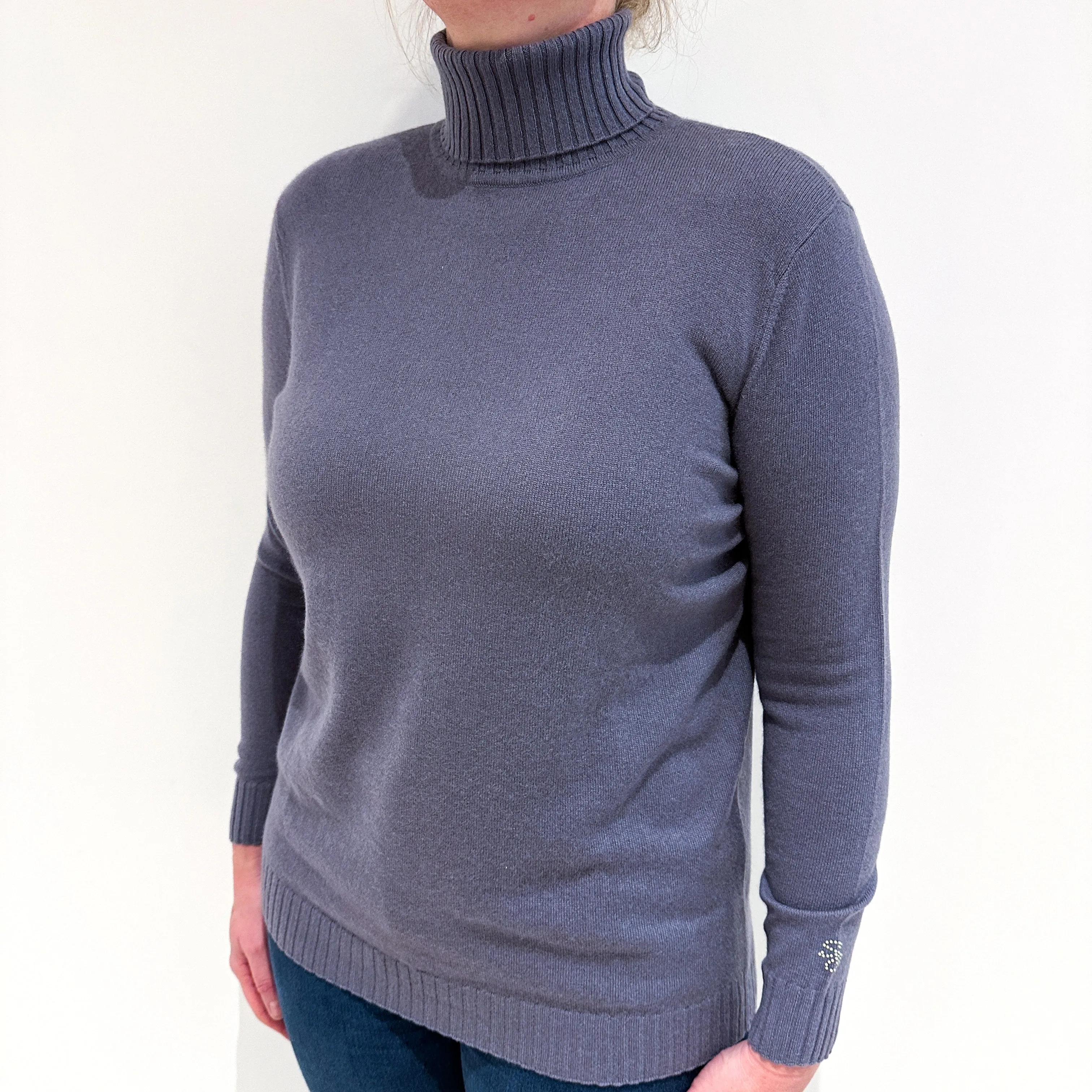 Dusky Purple Cashmere Polo Neck Jumper Large