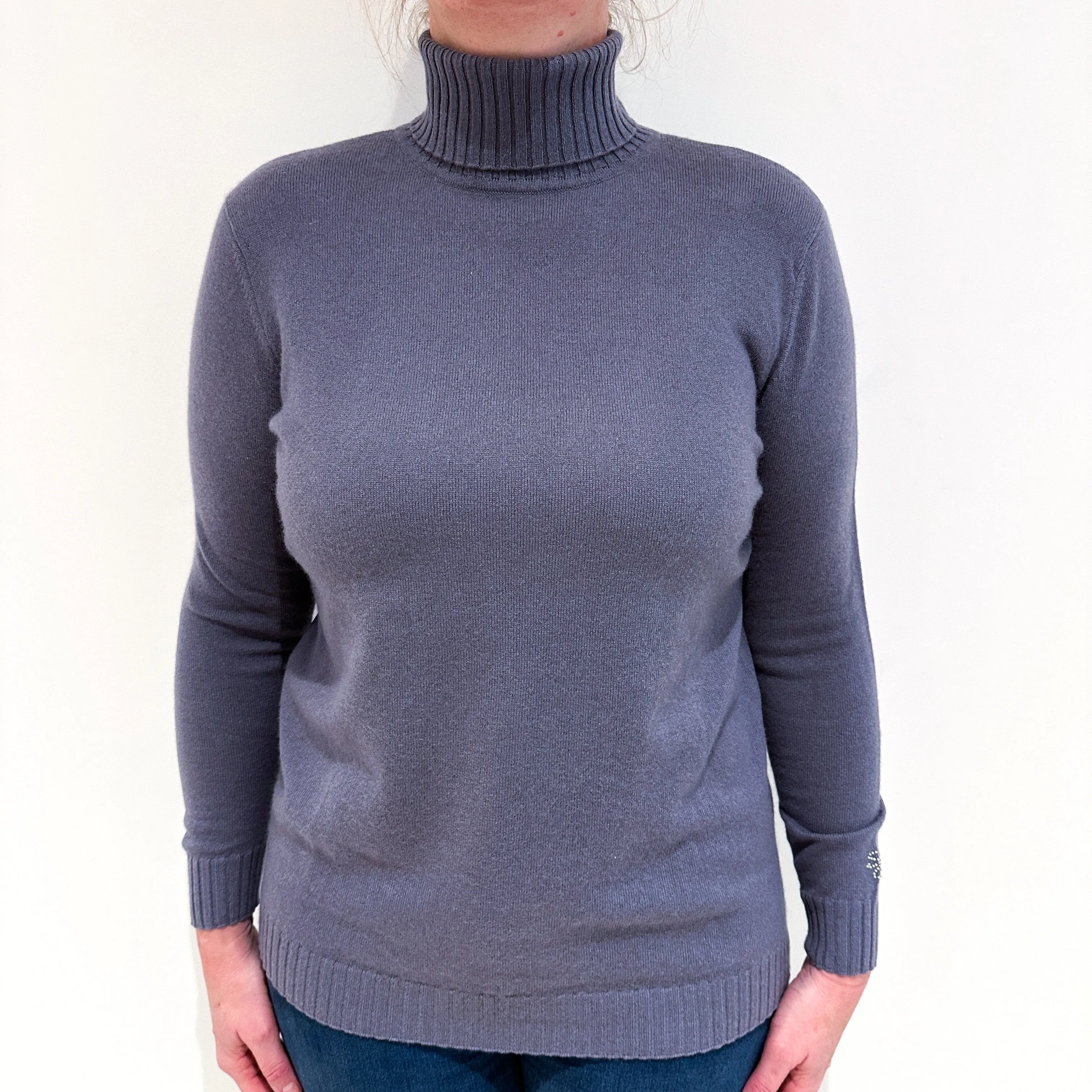 Dusky Purple Cashmere Polo Neck Jumper Large