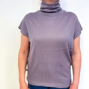 Dusky Purple Short Sleeve Cashmere Turtle Neck Jumper Large