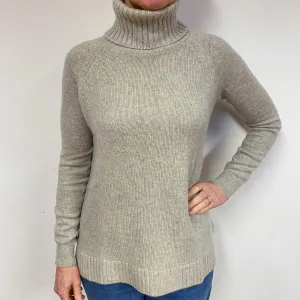 Dusty Grey Cashmere Polo Neck Jumper Medium