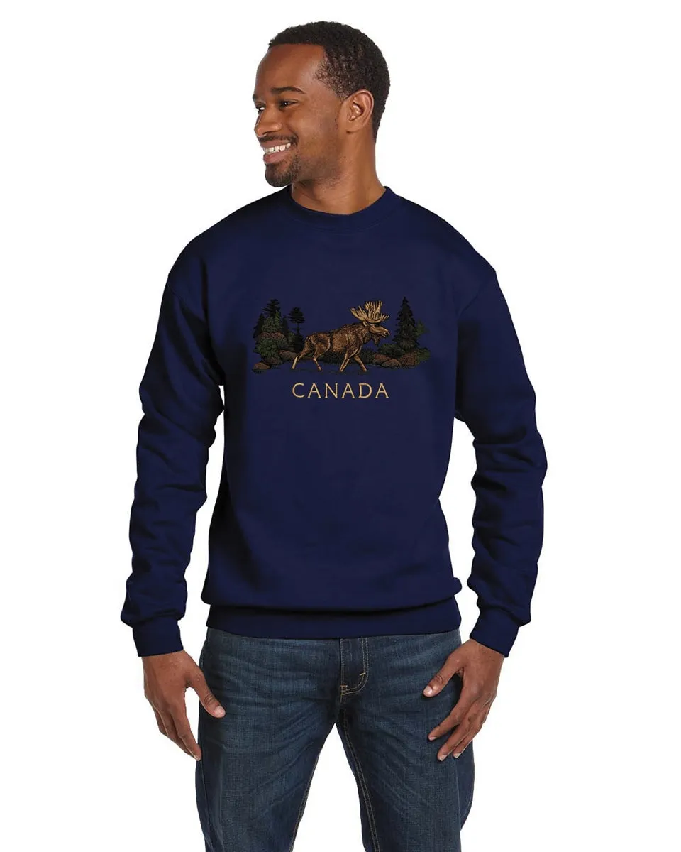 E24207 - CLASSIC FIT CREWNECK, MOOSE EMBROIDERY