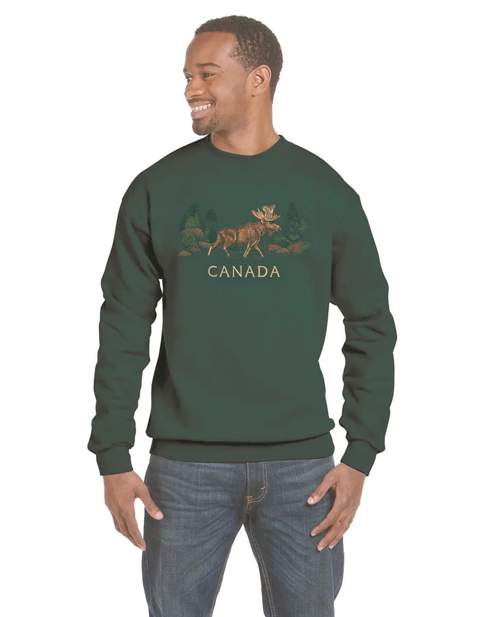 E24207 - CLASSIC FIT CREWNECK, MOOSE EMBROIDERY