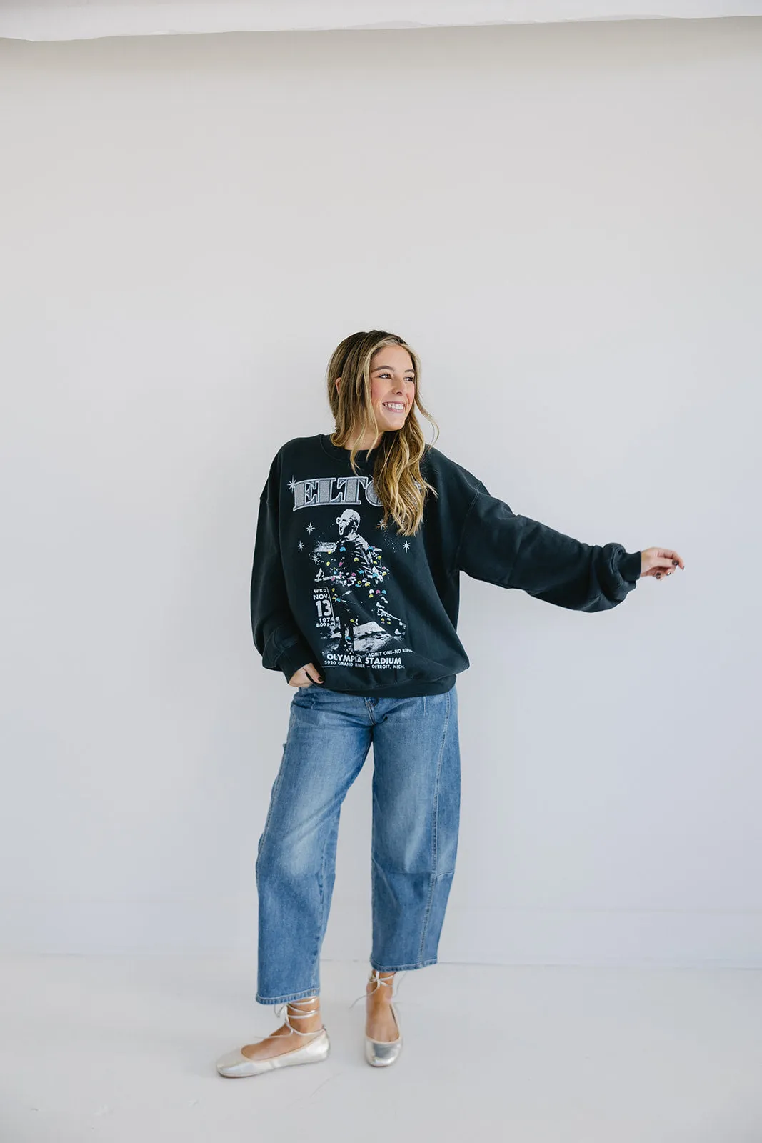 Elton John Olympia Stadium Crewneck - Vintage Black