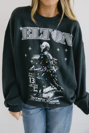 Elton John Olympia Stadium Crewneck - Vintage Black