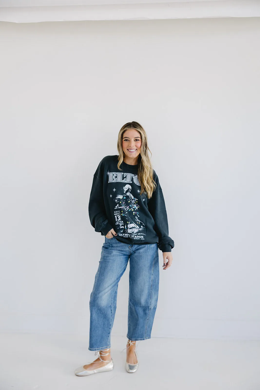 Elton John Olympia Stadium Crewneck - Vintage Black