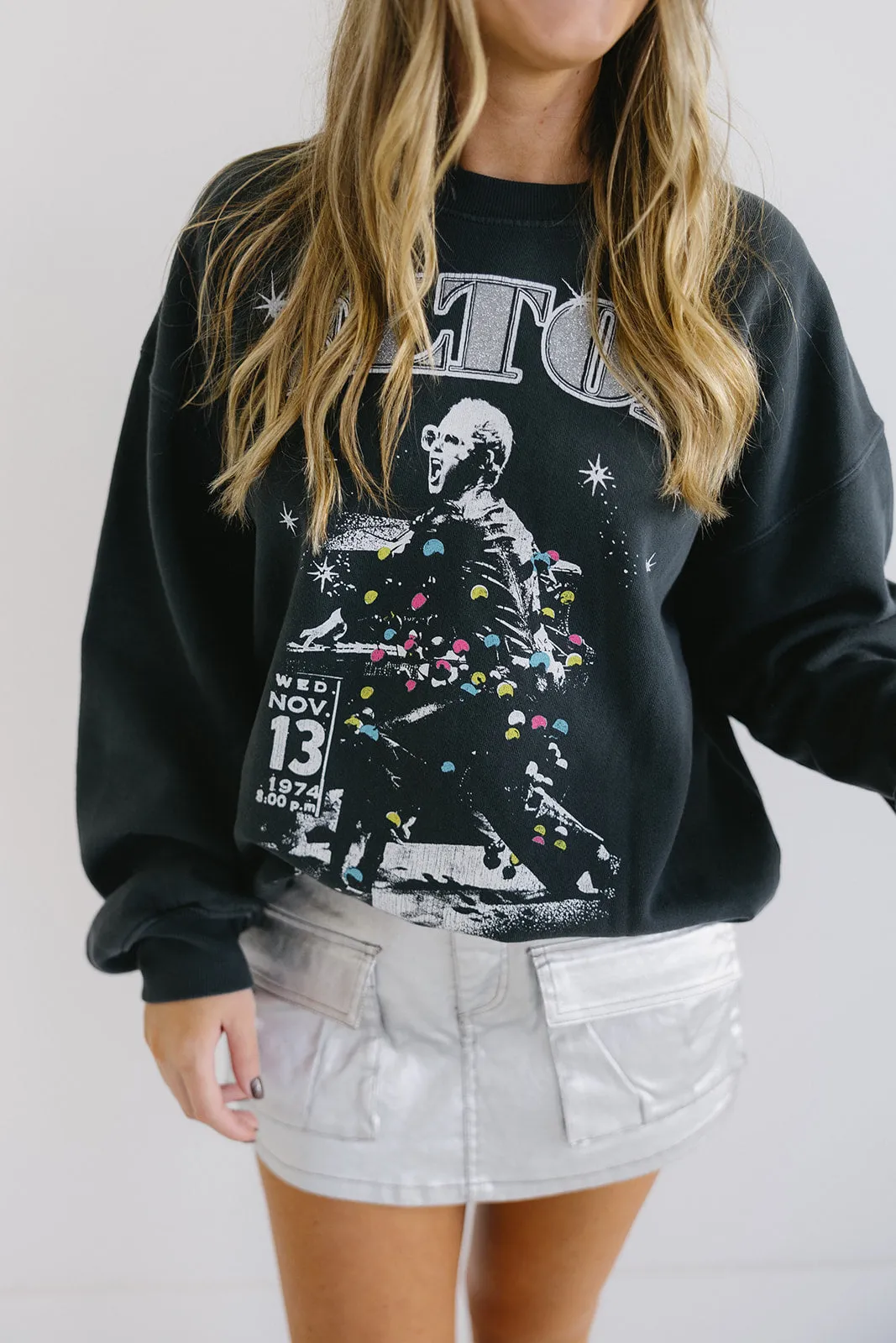 Elton John Olympia Stadium Crewneck - Vintage Black