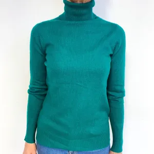 Emerald Green Cashmere Polo Neck Jumper Medium