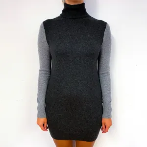 Equipment Charcoal Grey Cashmere Polo Neck Jumper Dress