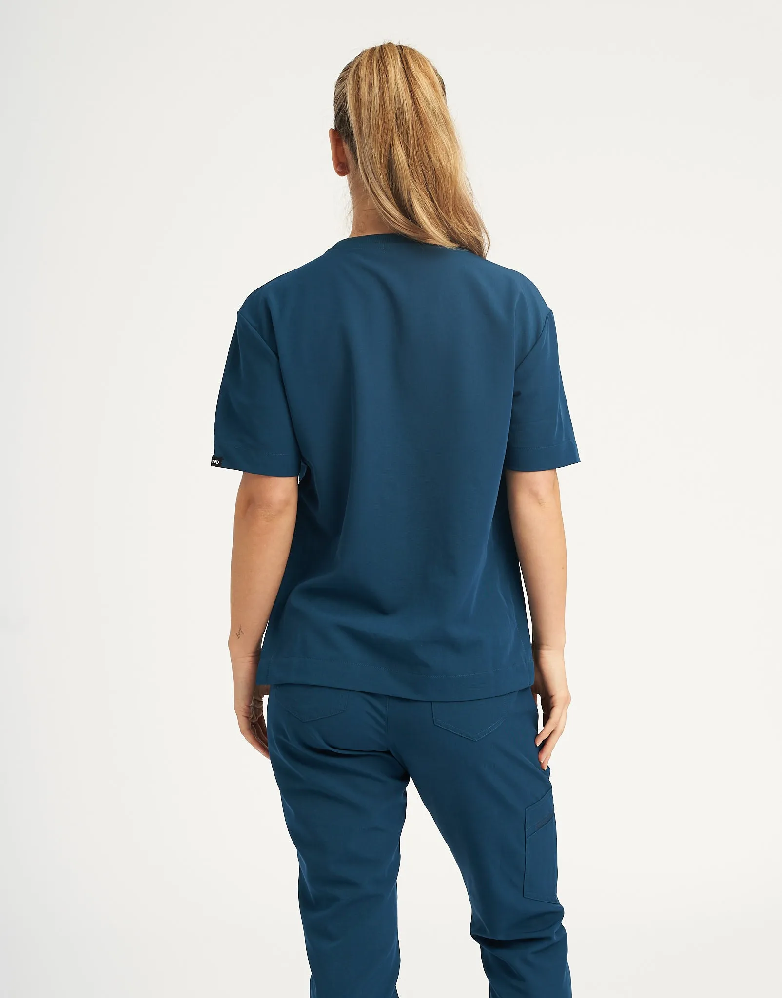 Essential Crewneck Scrub Top - Gibraltar Blue