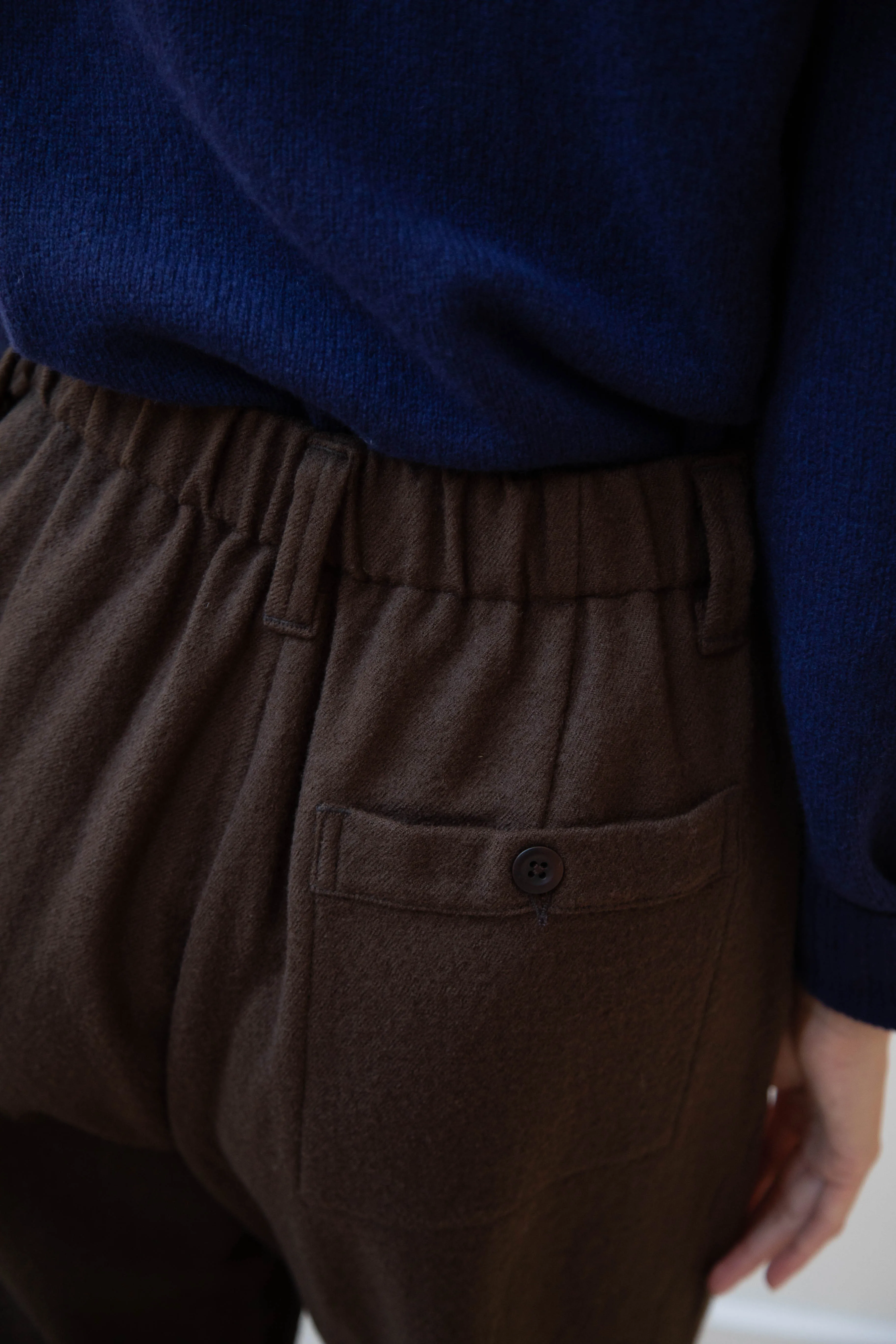 Evan Kinori | Elastic Pants in Brushed Wool Twill