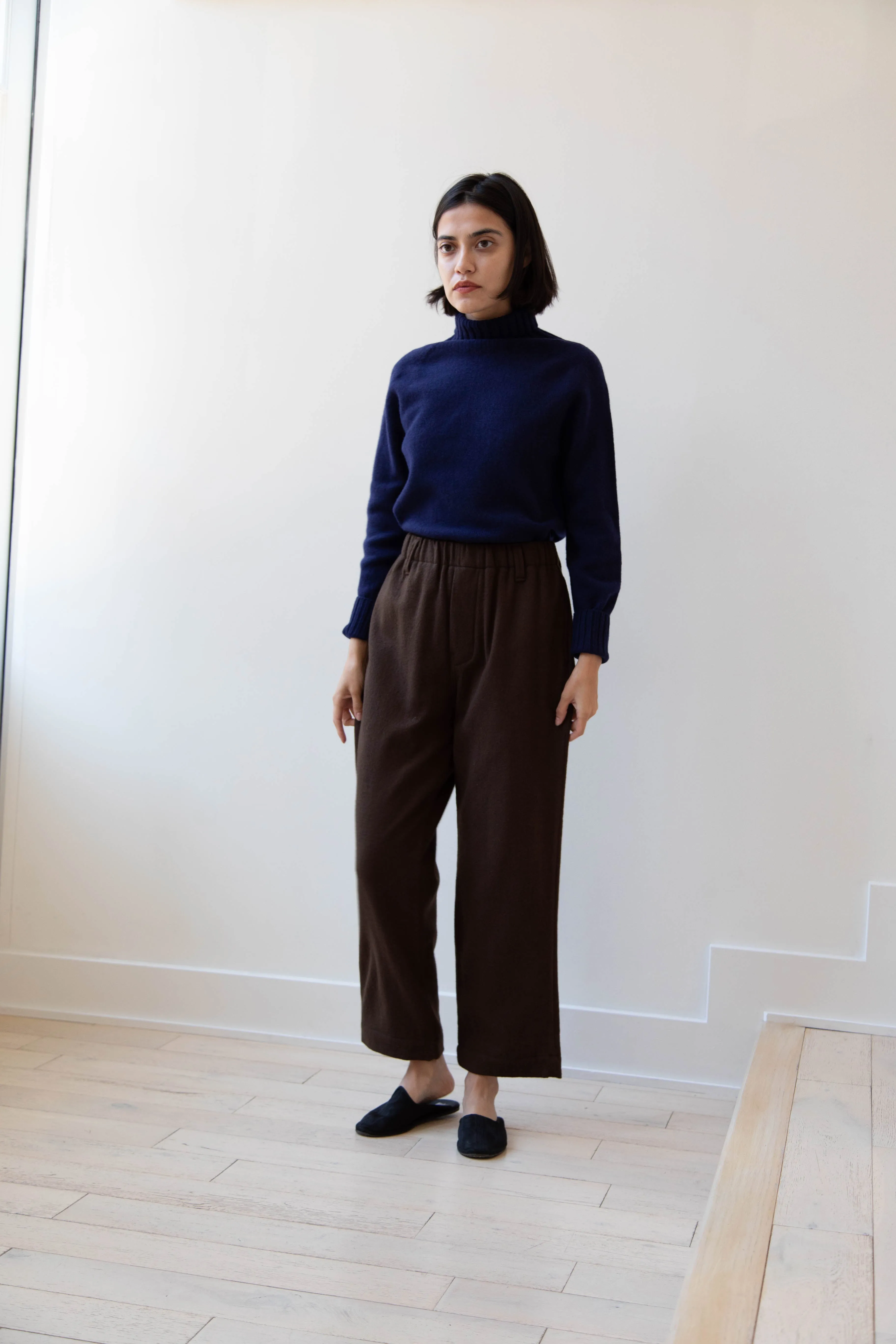 Evan Kinori | Elastic Pants in Brushed Wool Twill