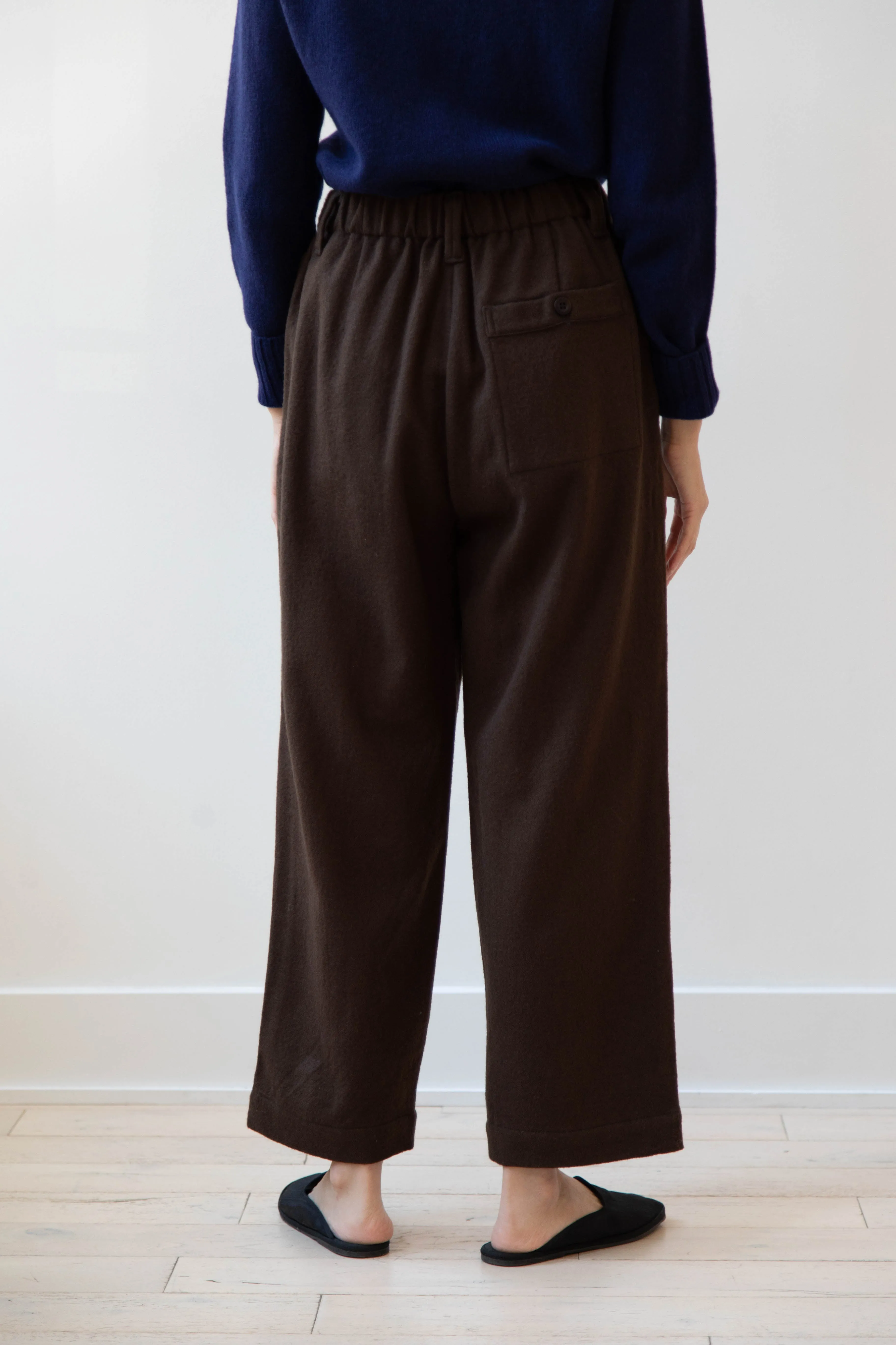 Evan Kinori | Elastic Pants in Brushed Wool Twill