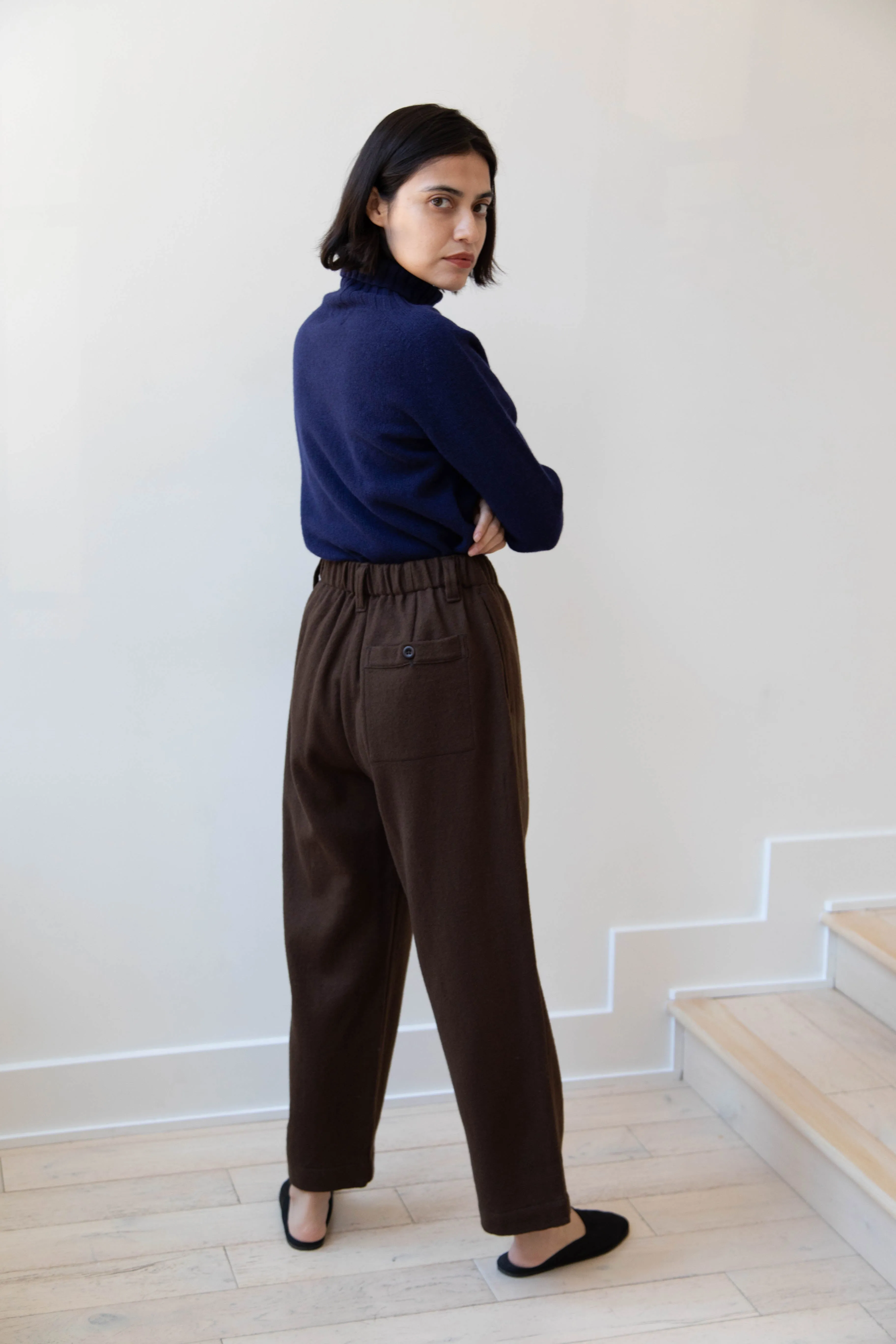 Evan Kinori | Elastic Pants in Brushed Wool Twill