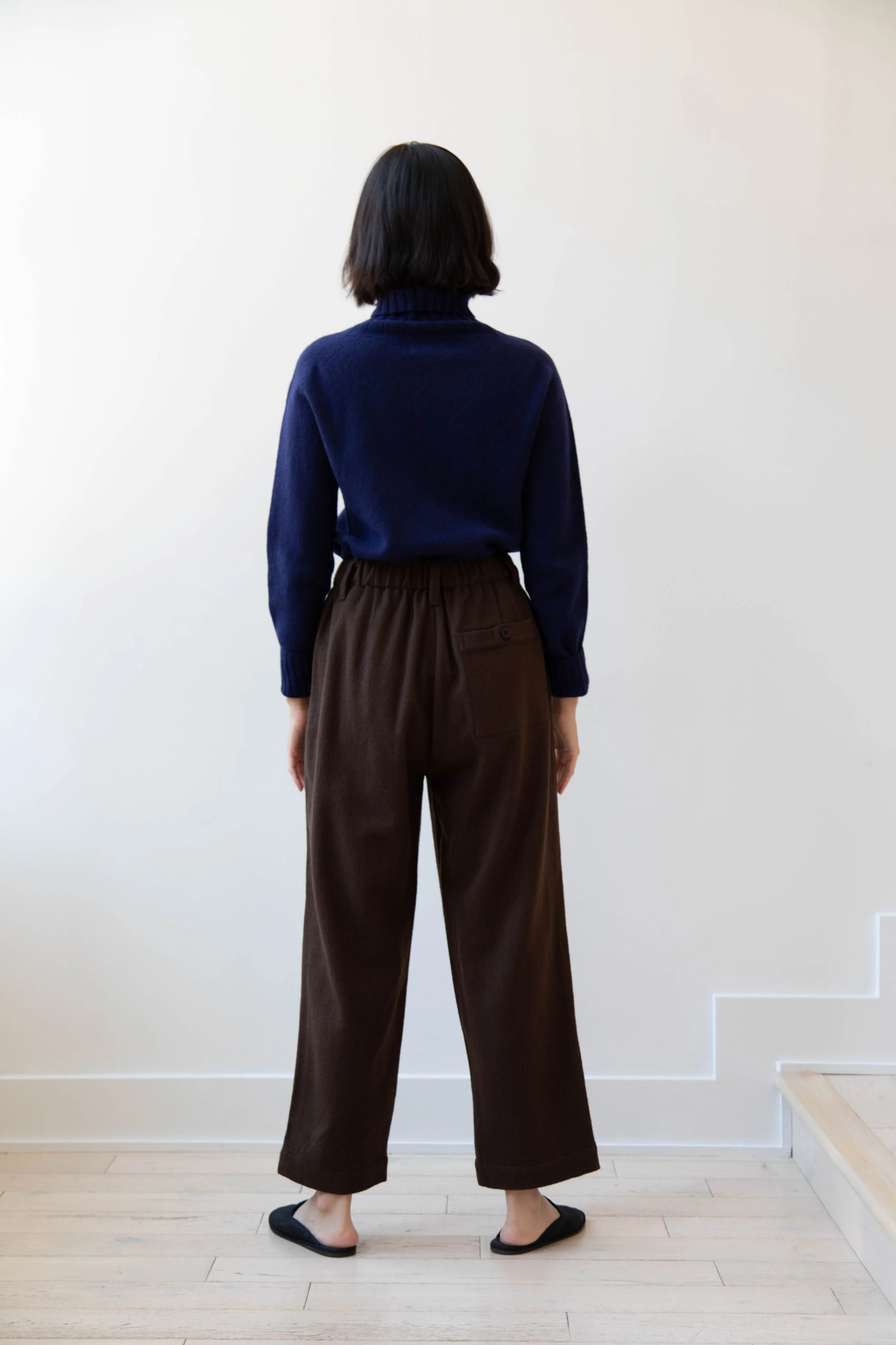 Evan Kinori | Elastic Pants in Brushed Wool Twill