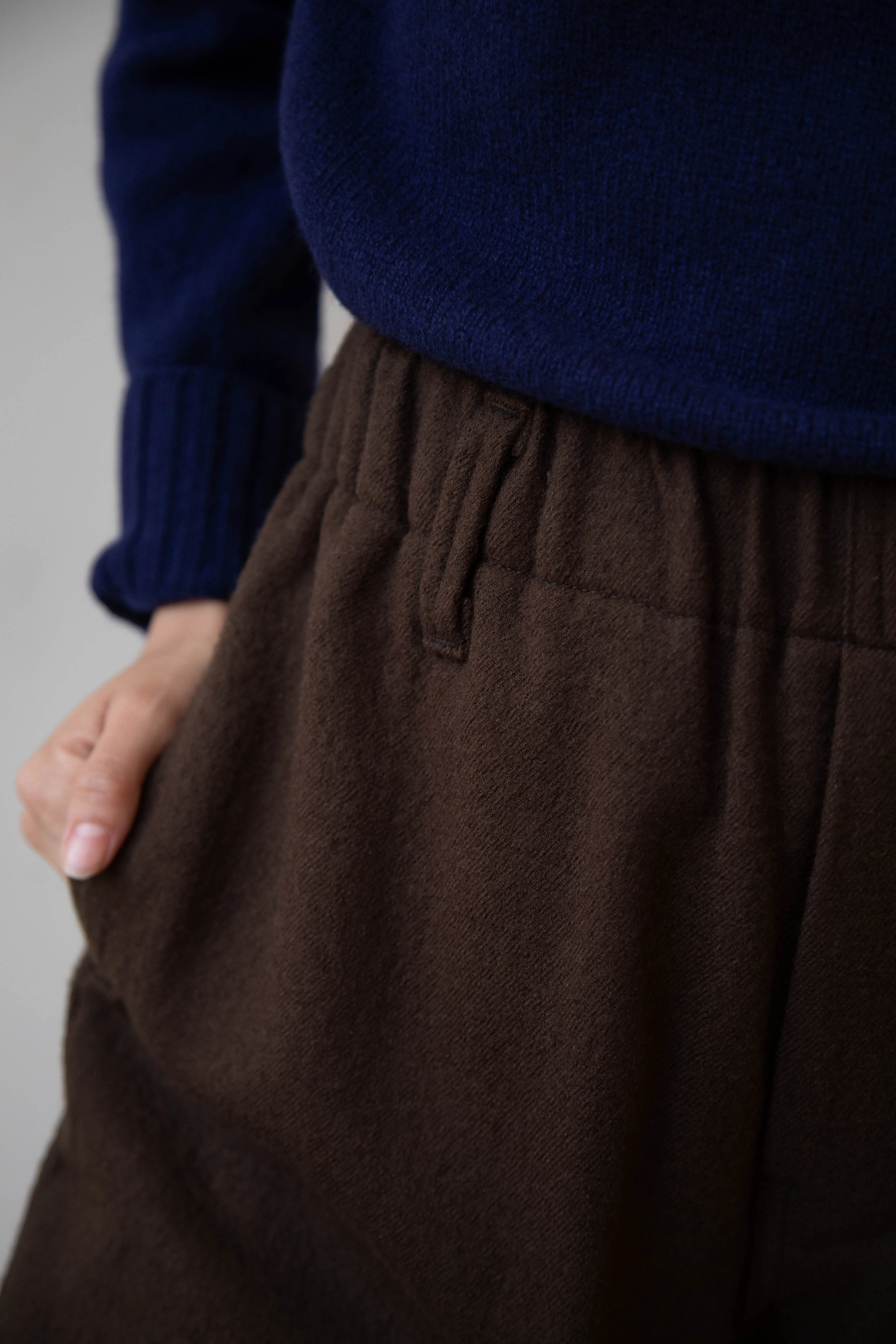 Evan Kinori | Elastic Pants in Brushed Wool Twill