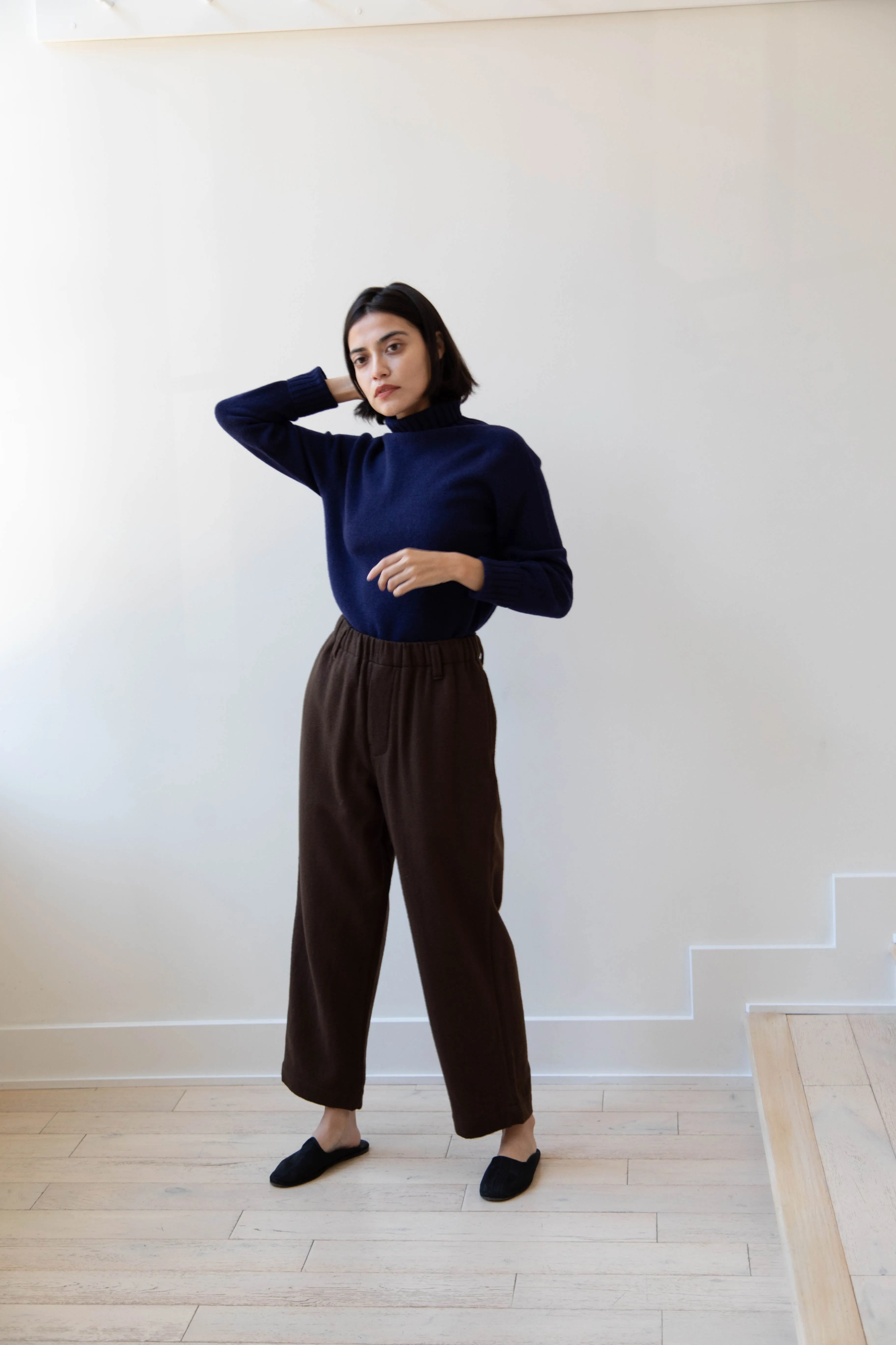 Evan Kinori | Elastic Pants in Brushed Wool Twill