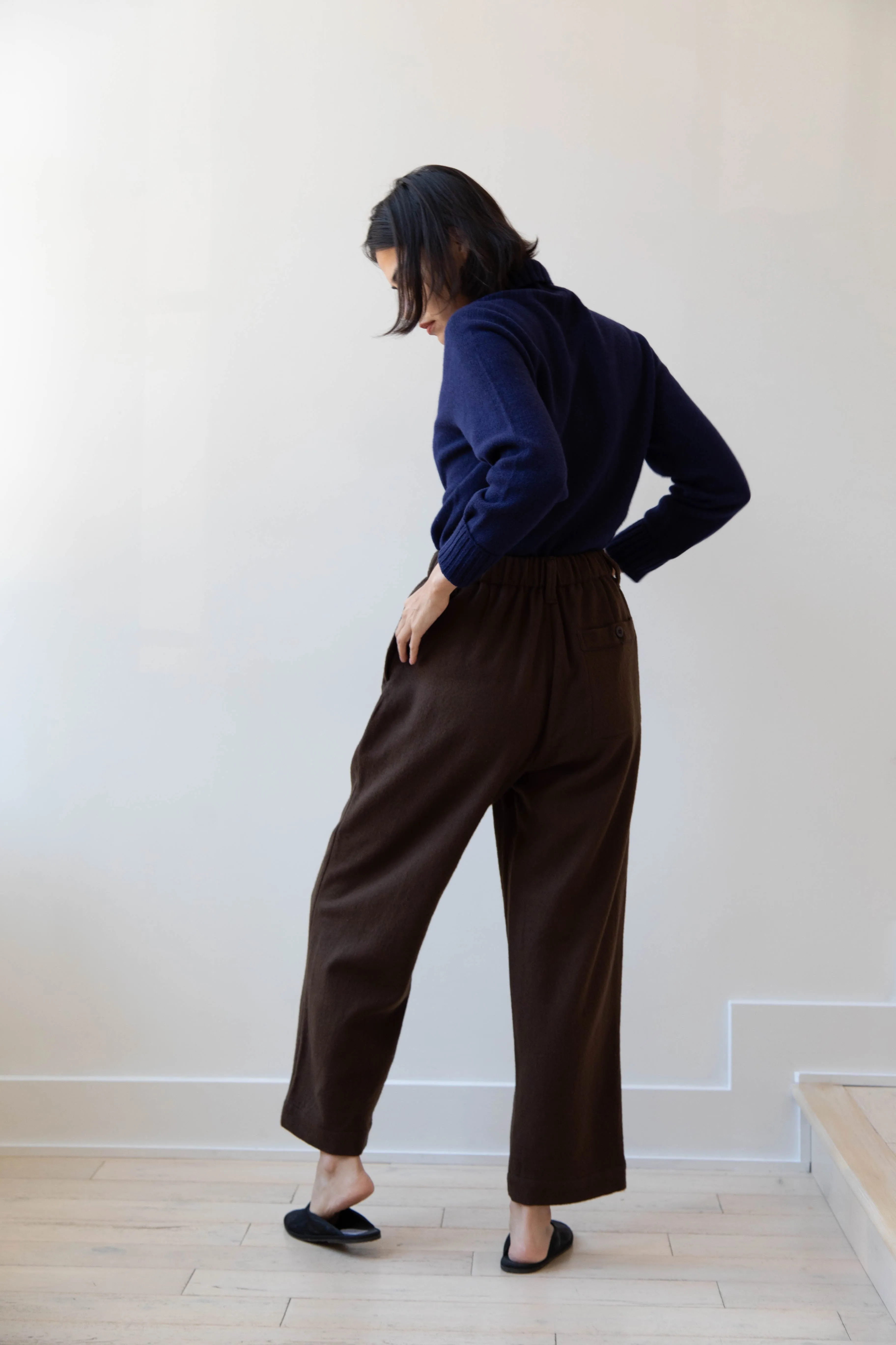 Evan Kinori | Elastic Pants in Brushed Wool Twill
