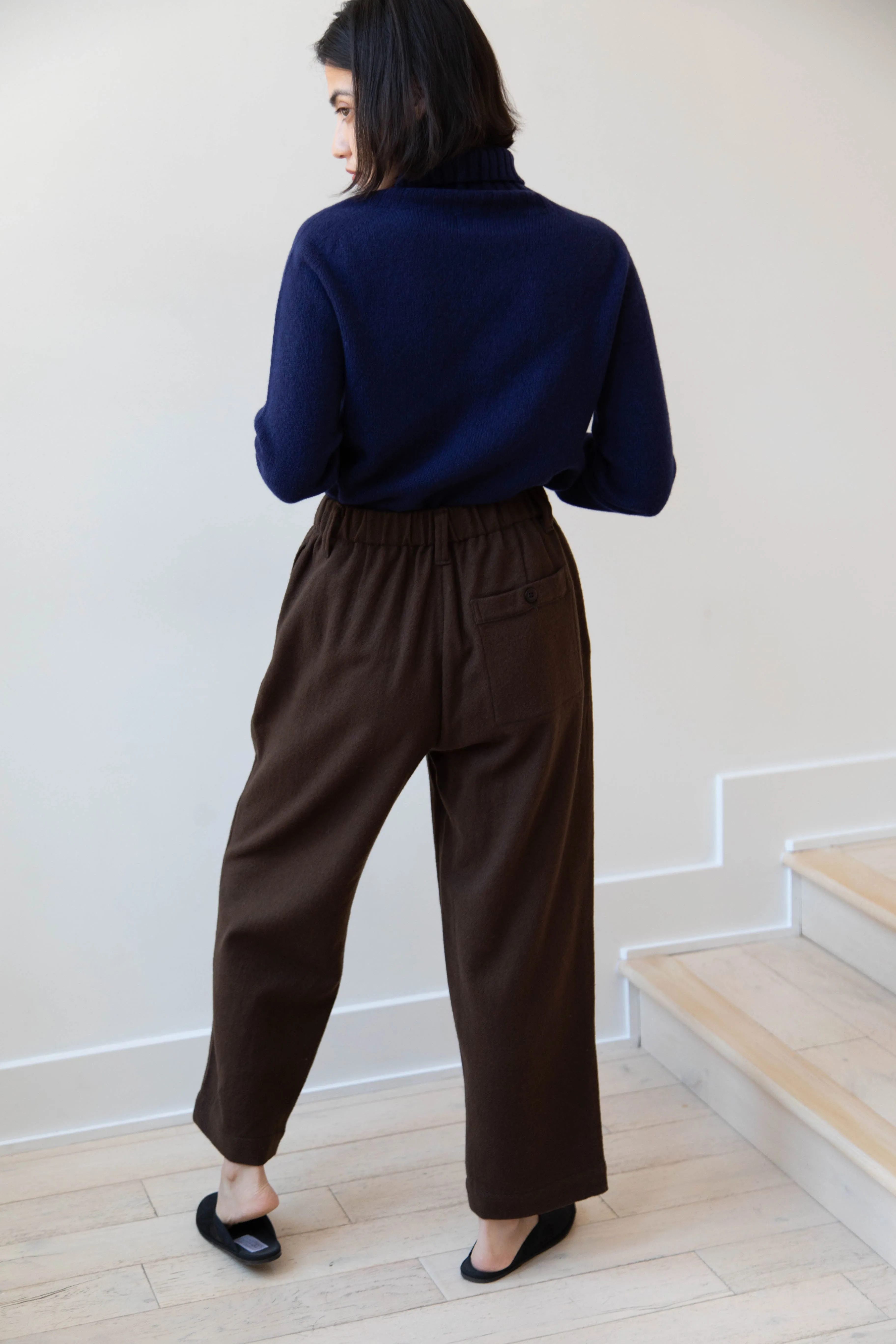 Evan Kinori | Elastic Pants in Brushed Wool Twill
