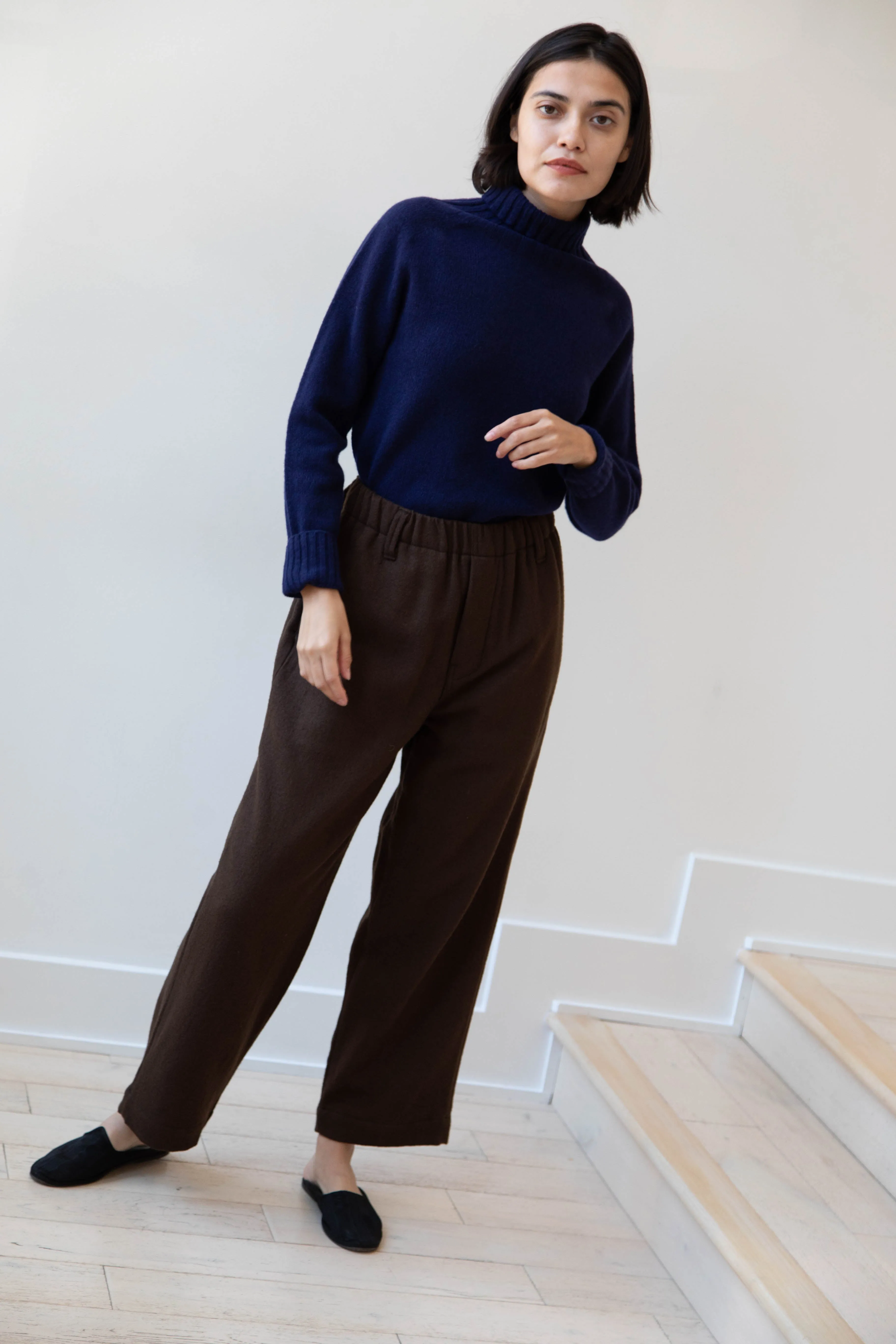 Evan Kinori | Elastic Pants in Brushed Wool Twill