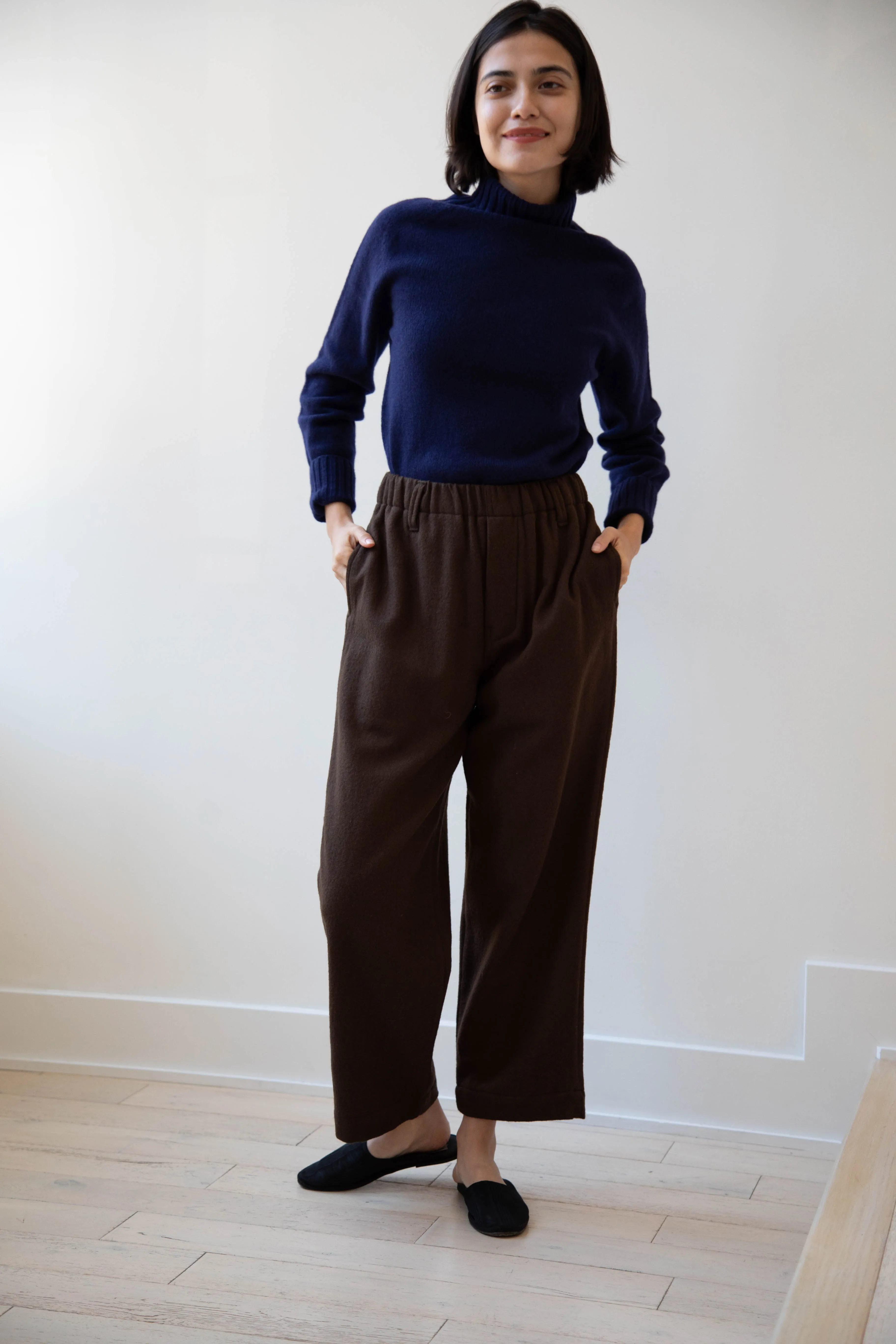 Evan Kinori | Elastic Pants in Brushed Wool Twill