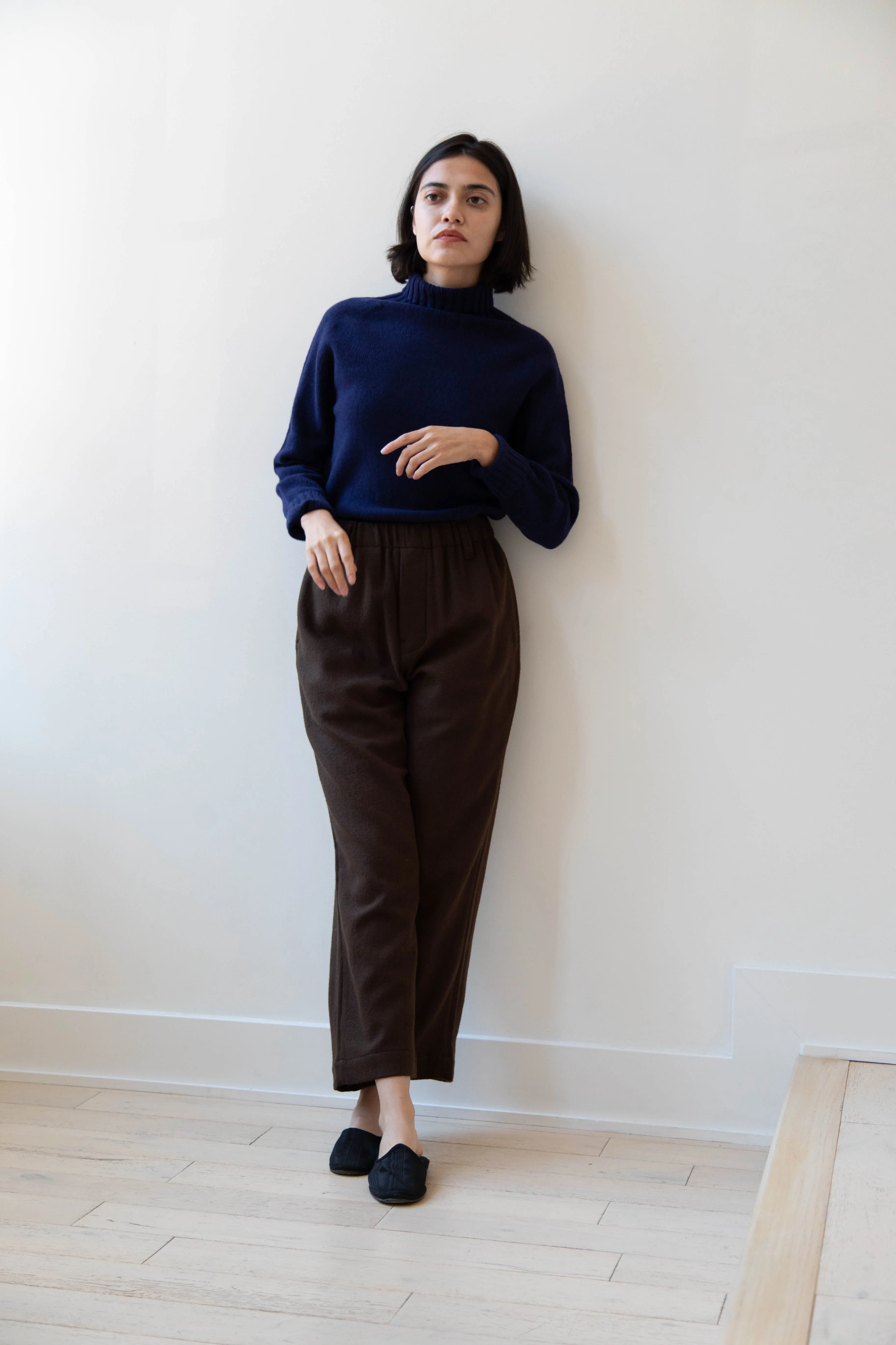 Evan Kinori | Elastic Pants in Brushed Wool Twill
