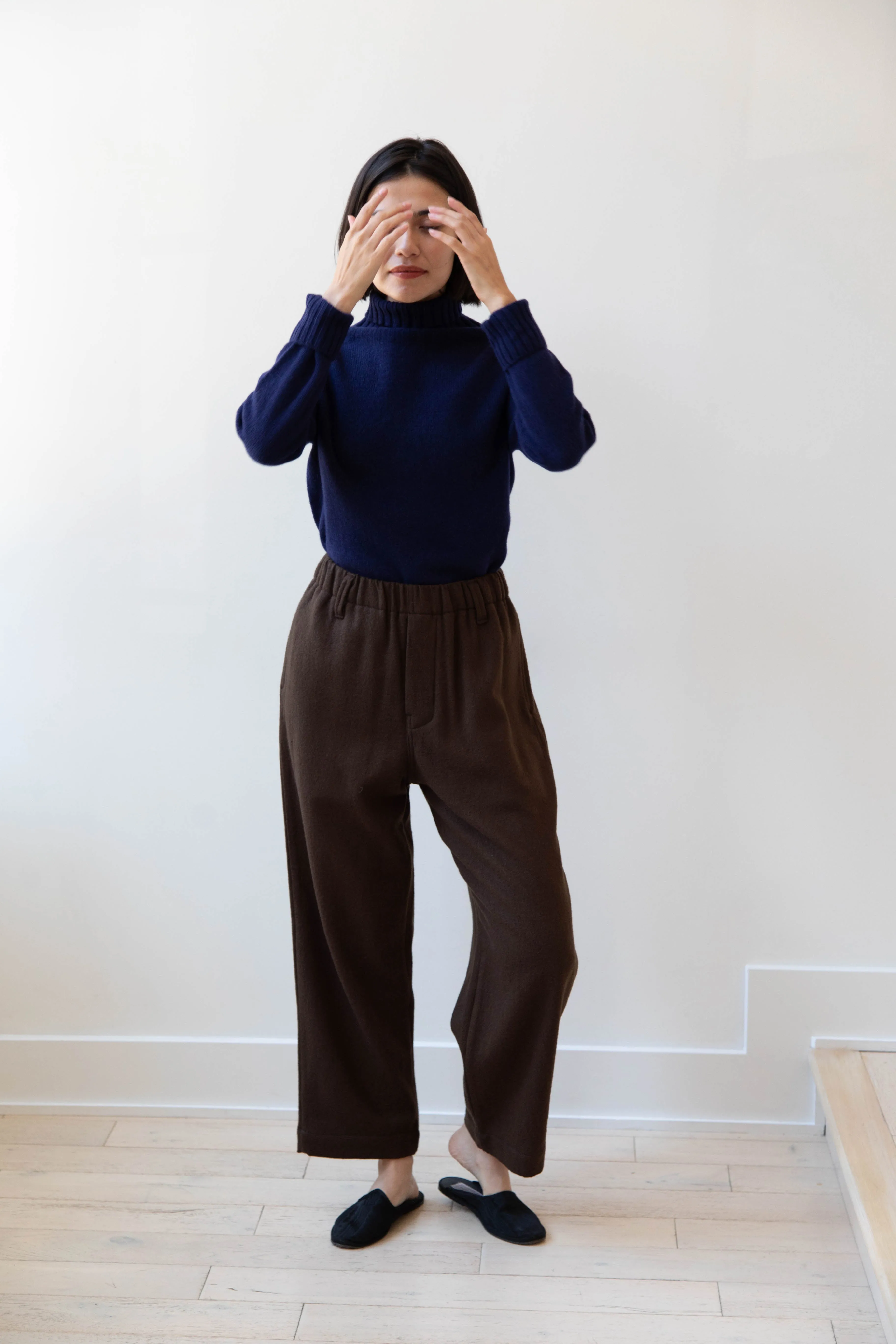 Evan Kinori | Elastic Pants in Brushed Wool Twill