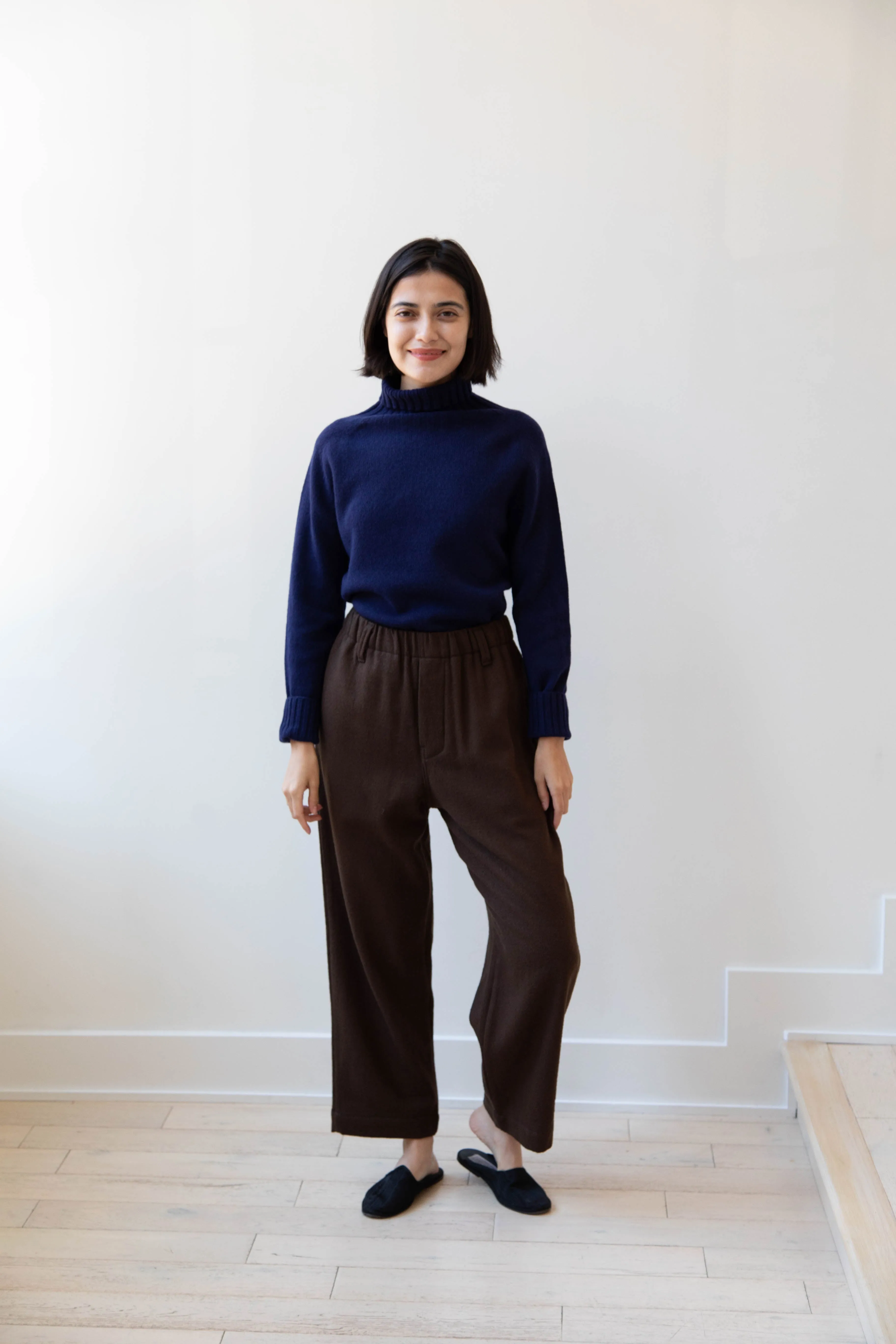 Evan Kinori | Elastic Pants in Brushed Wool Twill
