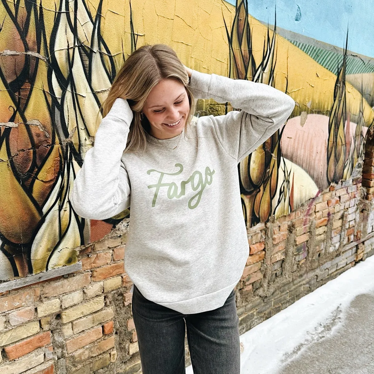 fargo modern script crewneck