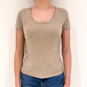 Fawn Beige Cashmere Crew Neck Jumper Extra Small