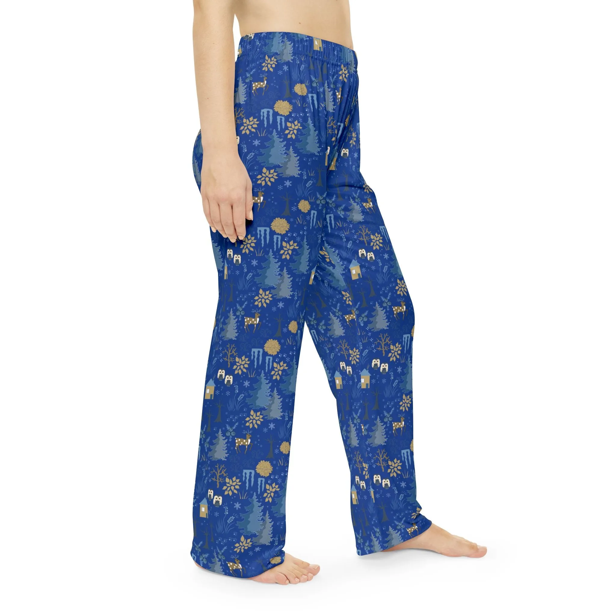 Festive Holiday Pajama Pants : Cozy Winter Loungewear in Blue for All Sizes XS-4XL